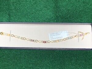 HAN Diamond Accent Amethyst Garnet Topaz .925 Tennis Bracelet